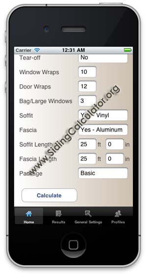 image of Siding calculator app iPhone - preview screen shot 2
